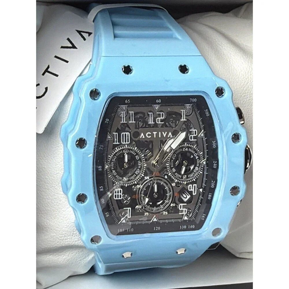 Activa Blue Square Sport Watch Chronograph Style 5ATM New in Box